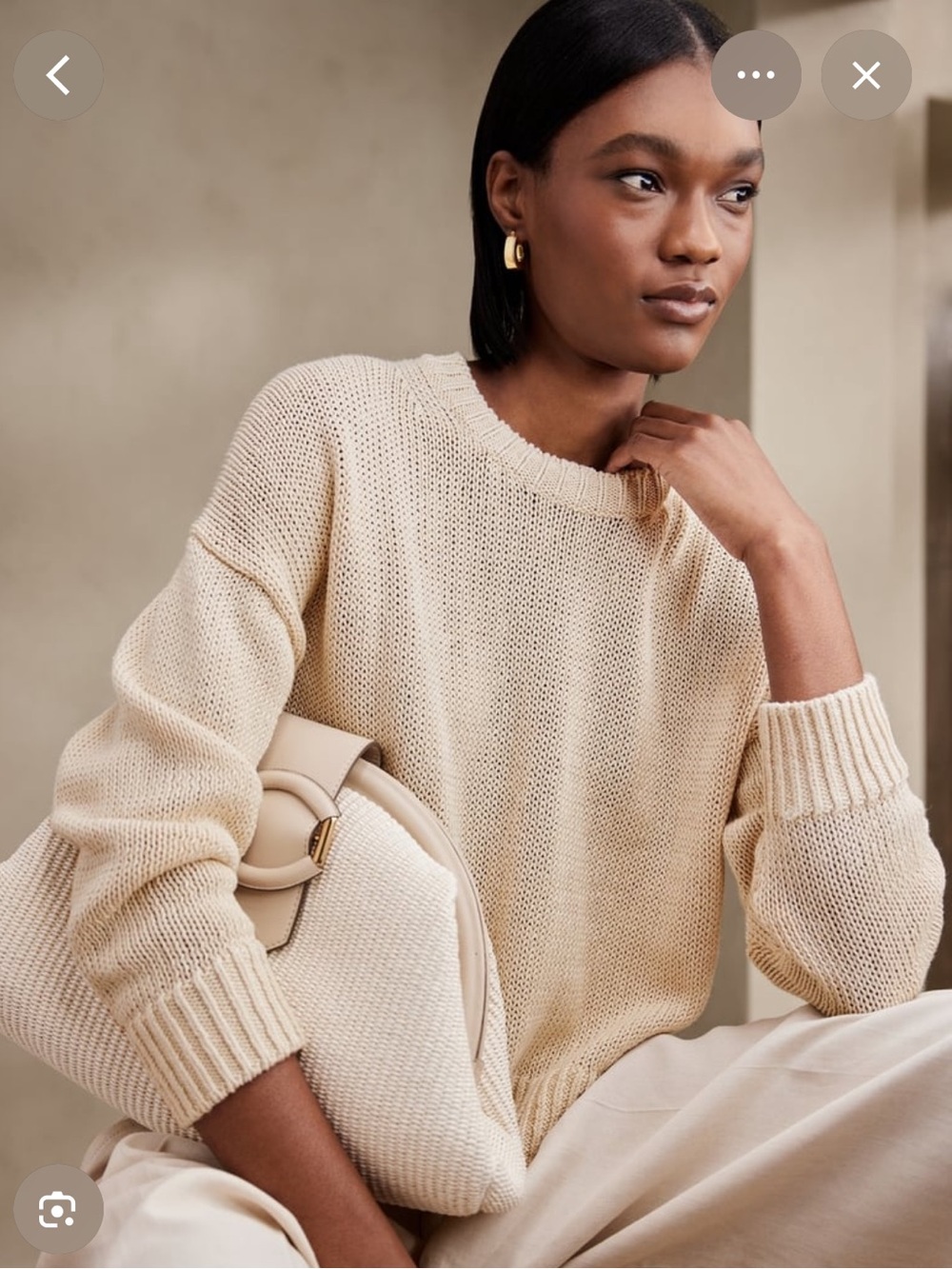 Banana Republic Cream Knit Crewneck Oversized Linen Sweater. Sz XS
NWT